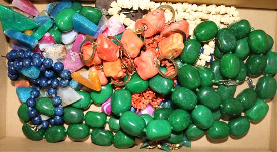 A group of assorted necklaces including coral.